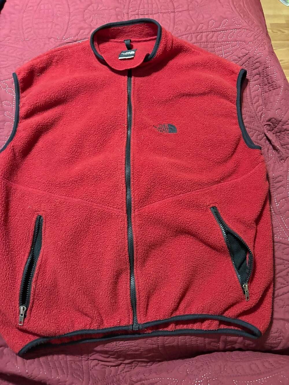 The North Face Fleece Vest Size XL Red Full Zip Vintage Made in USA